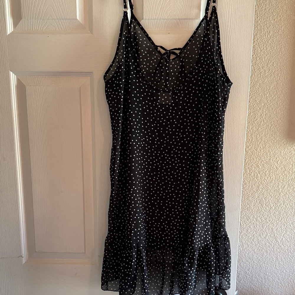 Black Polka Dot Swim Coverup Dress - Picture 2 of 3
